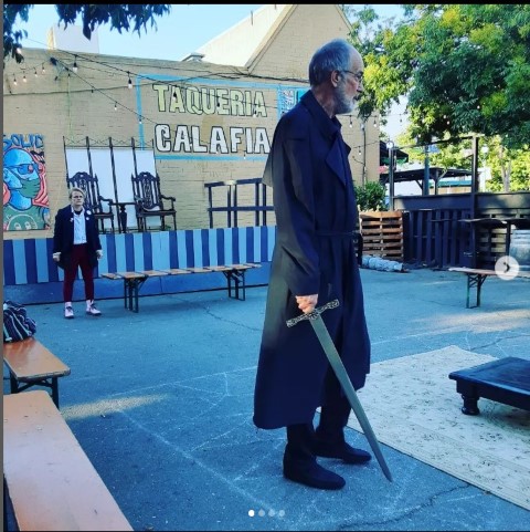 Ghost of Hamlet Reheasal for Food Bank Players